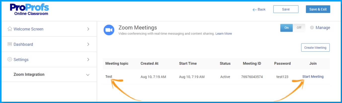 Integrate Virtual Classroom With a Video Conferencing Tool